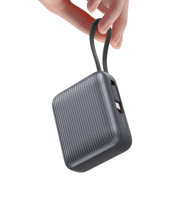 Павербанк Sigma mobile X-power SI10A5QL grey (10000mAh, 35W, LED, компактний розмір, вбуд. кабель Type-C)